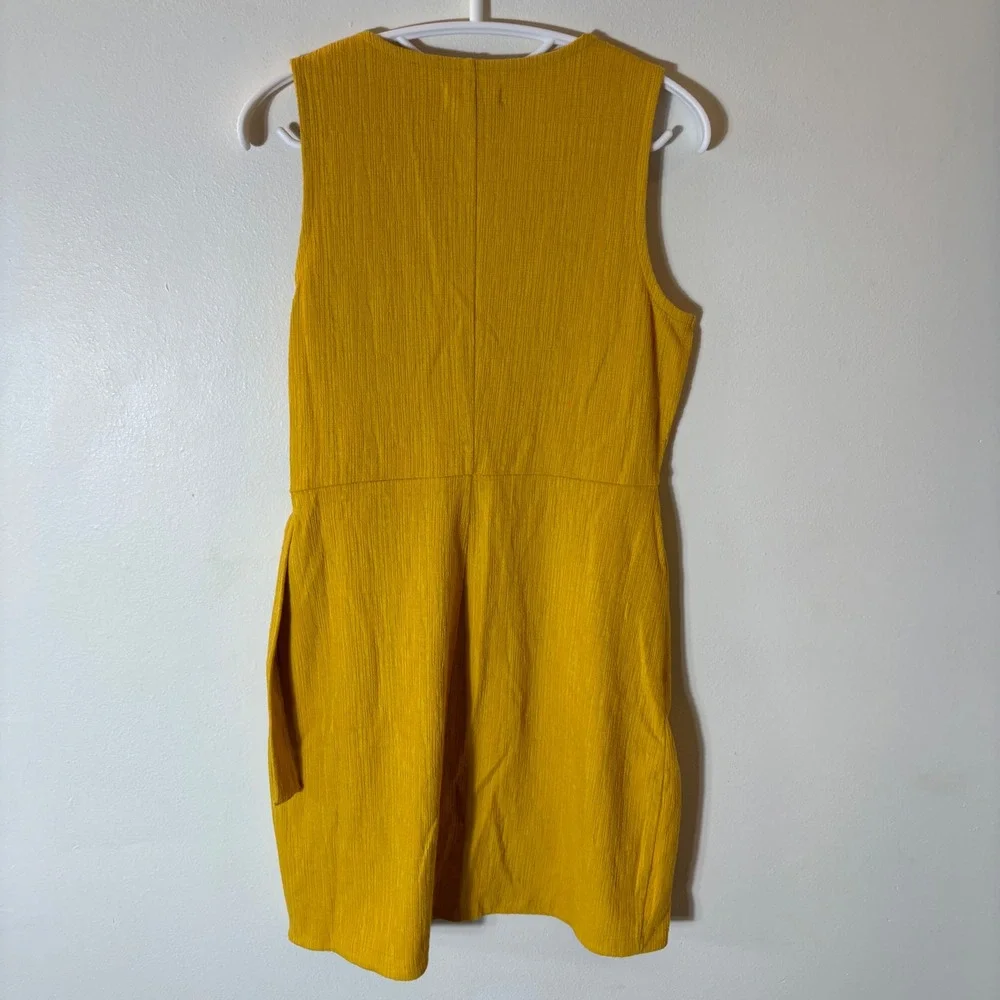 Madewell Crosshatch Side-Tie Mini Dress‎ in Mustard Yellow Size o